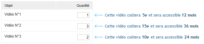 quantit� vid�os panier paypal