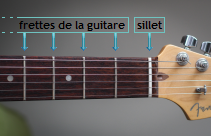 Les frettes sur une guitare