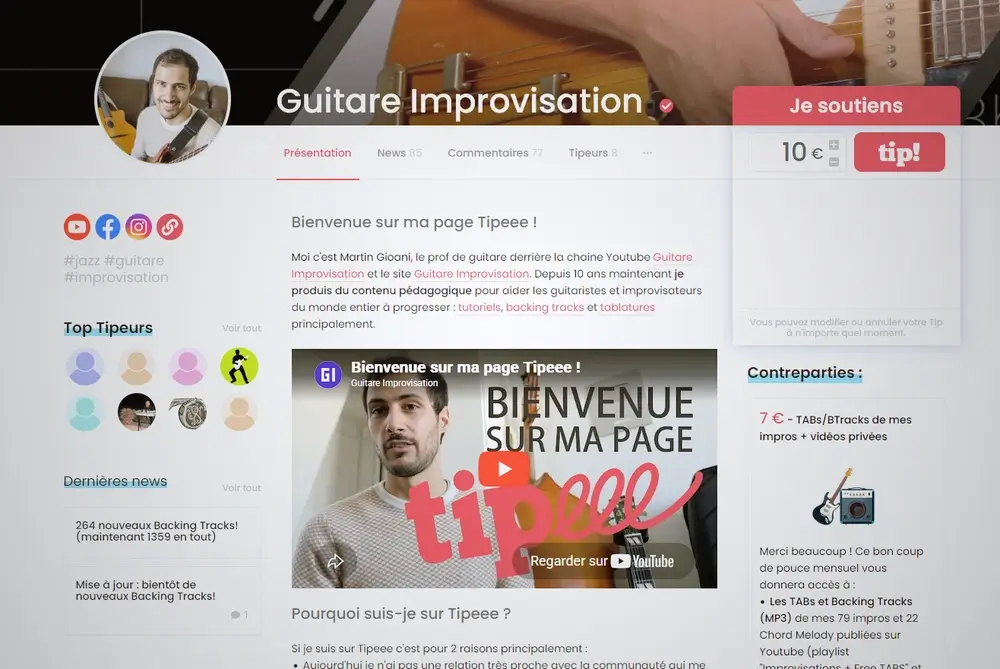 Ma page Tipeee