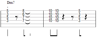 Comping en Dm7 avec des voicings en drop 2